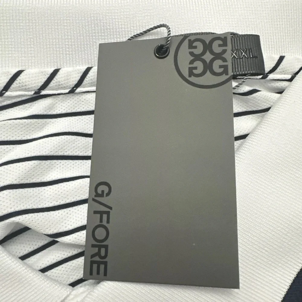 G/Fore Short Sleeve Golf Polo Shirt Mens 2XL‎ XXLarge White Stripe $110